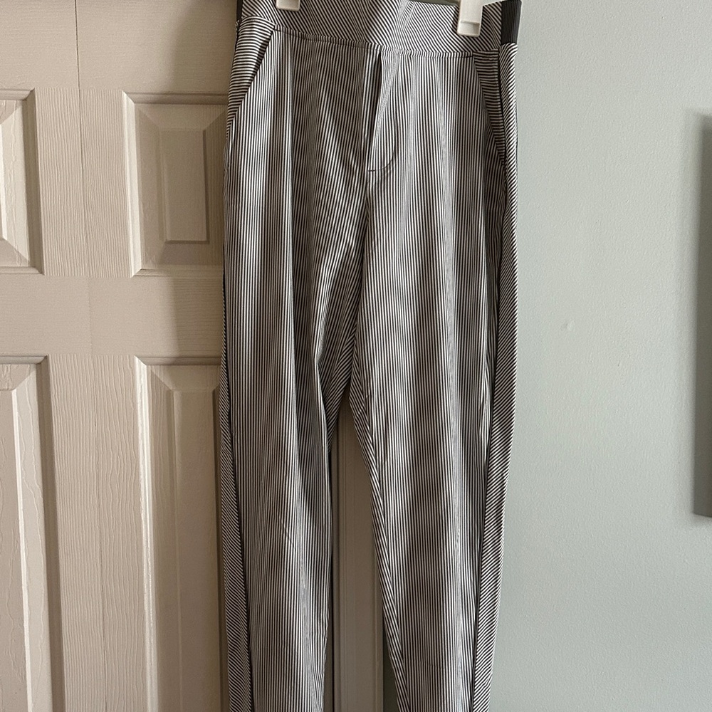Athleta Black and White Striped Dress Pants